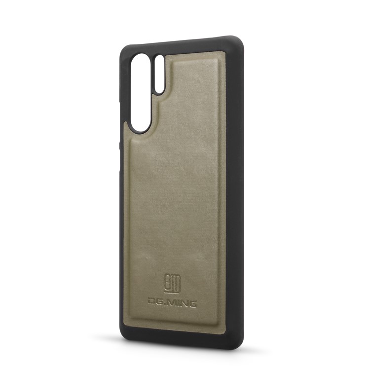DG.MING Detachable 2-in-1 Split Leather Wallet Shell + PC Back Case for Huawei P30 Pro - Army Green-5