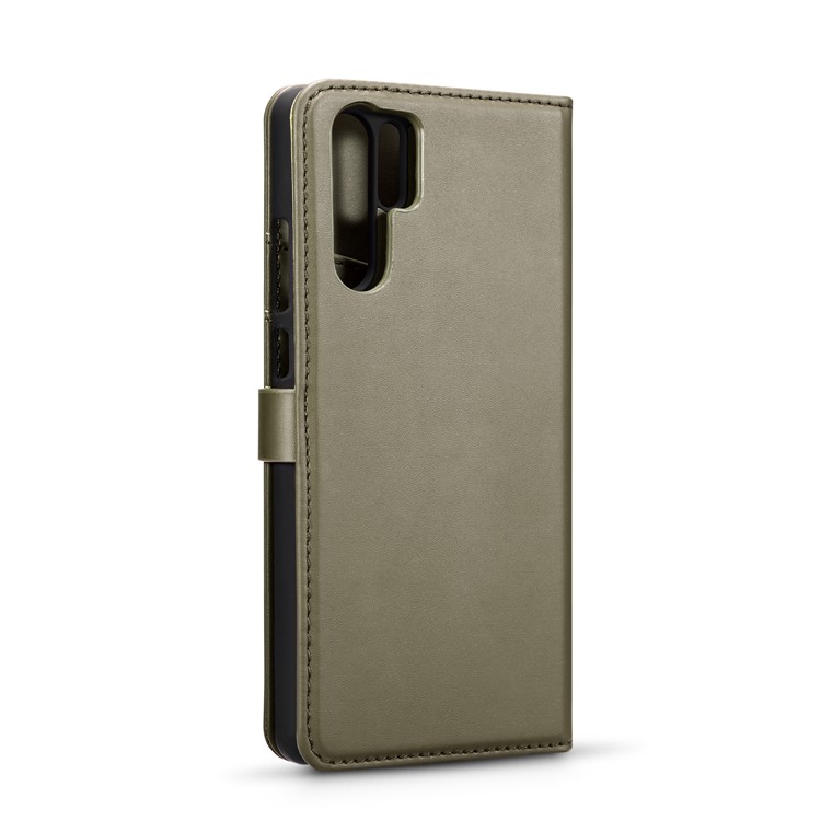 DG.MING Detachable 2-in-1 Split Leather Wallet Shell + PC Back Case for Huawei P30 Pro - Army Green-8
