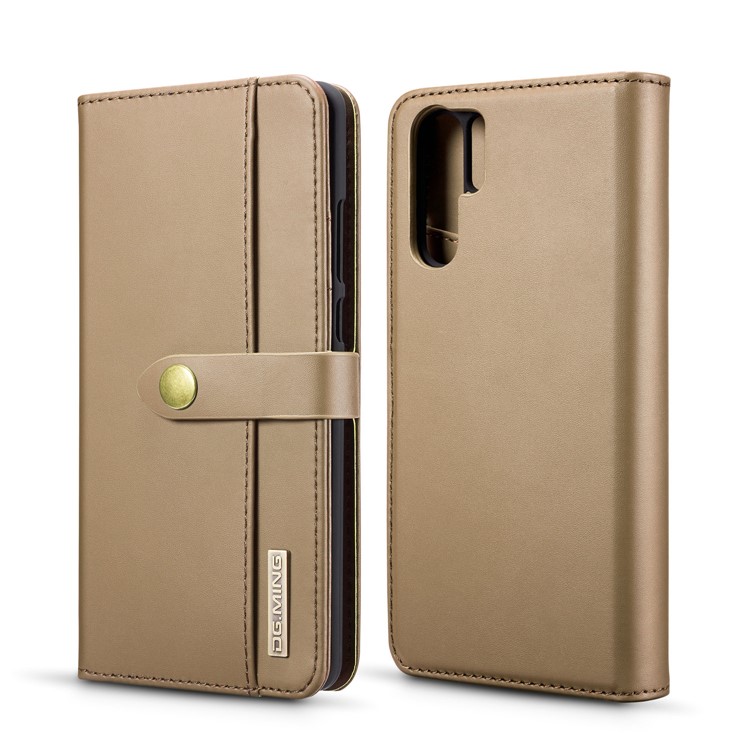 DG.MING Detachable 2-in-1 Split Leather Wallet Shell + PC Back Case for Huawei P30 Pro - Brown-1