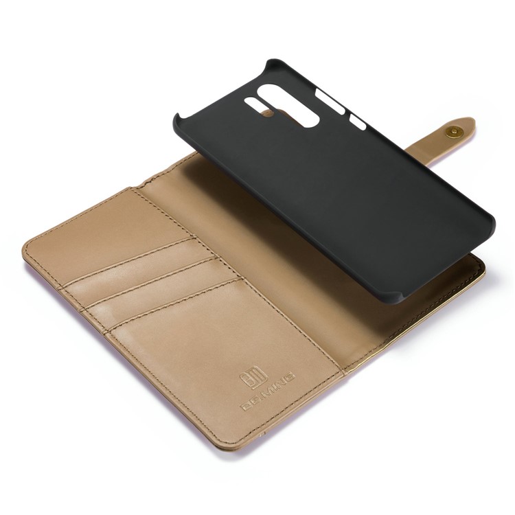 DG.MING Detachable 2-in-1 Split Leather Wallet Shell + PC Back Case for Huawei P30 Pro - Brown-11