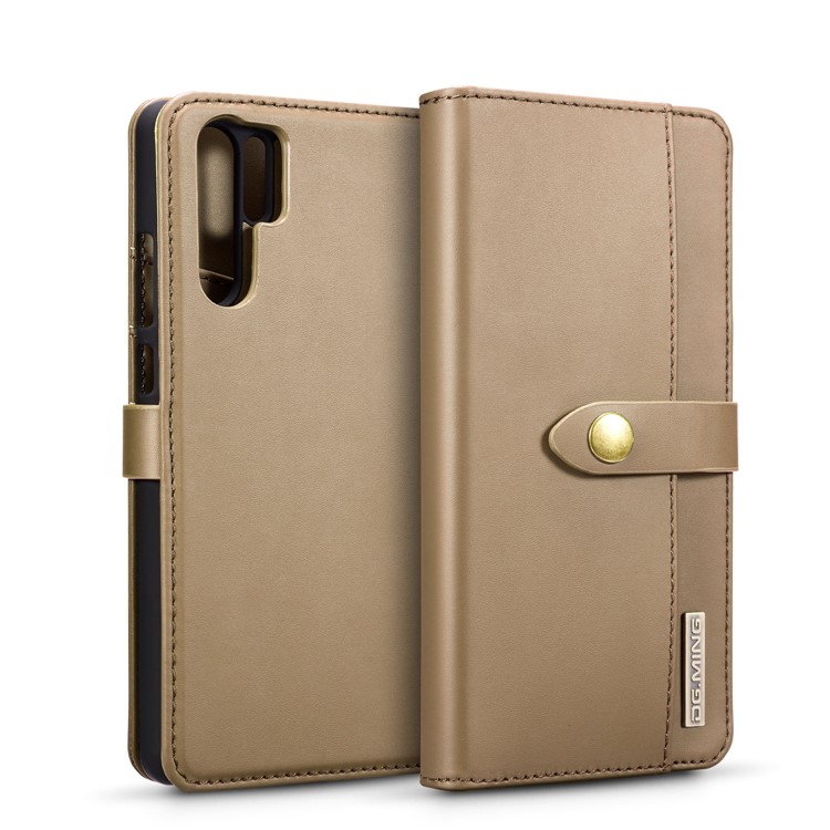 DG.MING Detachable 2-in-1 Split Leather Wallet Shell + PC Back Case for Huawei P30 Pro - Brown-2