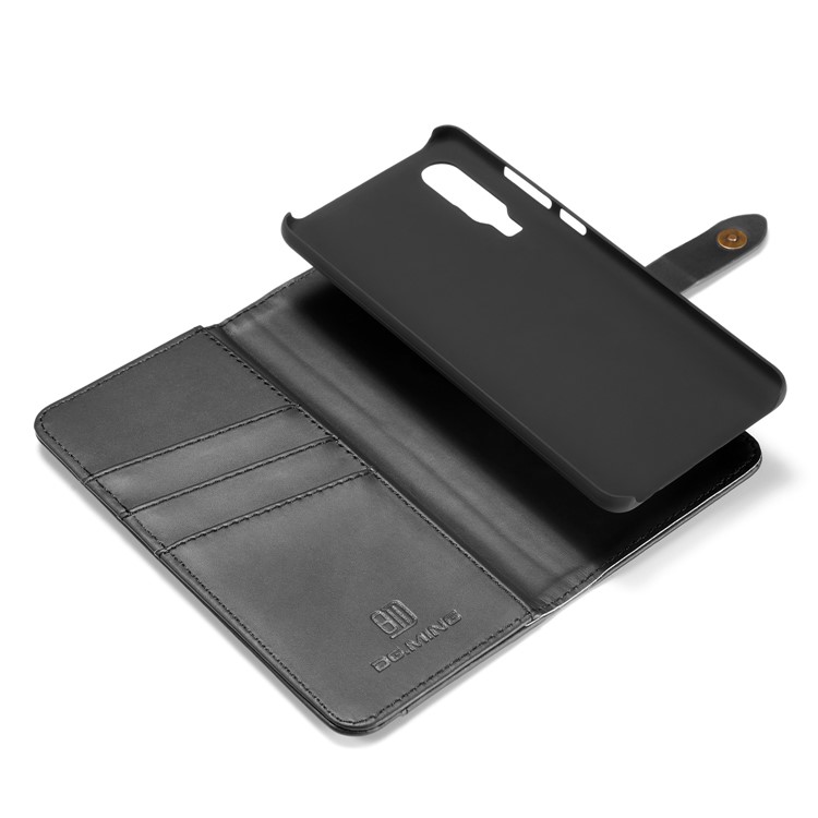 DG.MING Detachable 2-in-1 Split Leather Wallet Shell + PC Back Case for Huawei P30 - Black-11