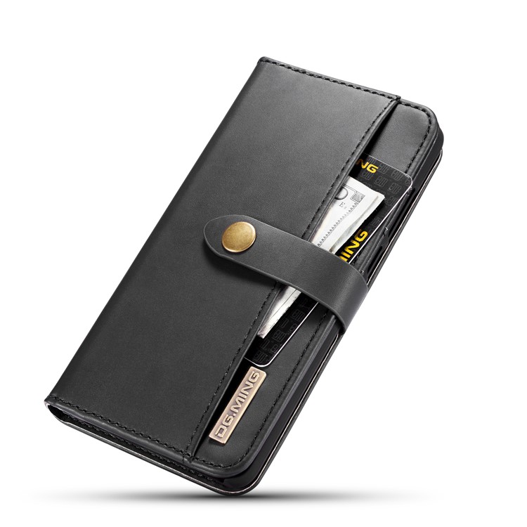 DG.MING Detachable 2-in-1 Split Leather Wallet Shell + PC Back Case for Huawei P30 - Black-12