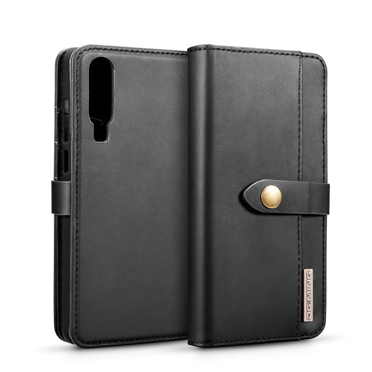 DG.MING Detachable 2-in-1 Split Leather Wallet Shell + PC Back Case for Huawei P30 - Black-2