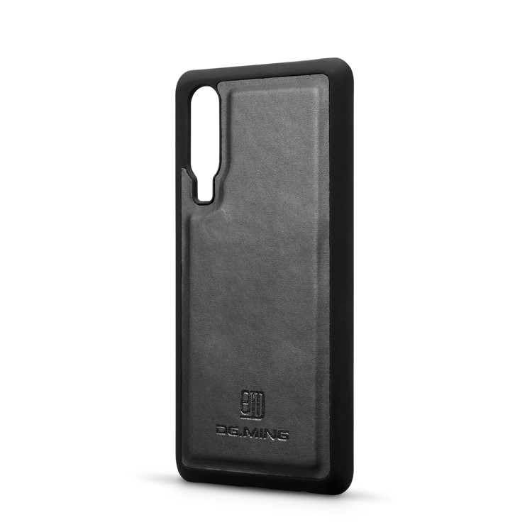 DG.MING Detachable 2-in-1 Split Leather Wallet Shell + PC Back Case for Huawei P30 - Black-5