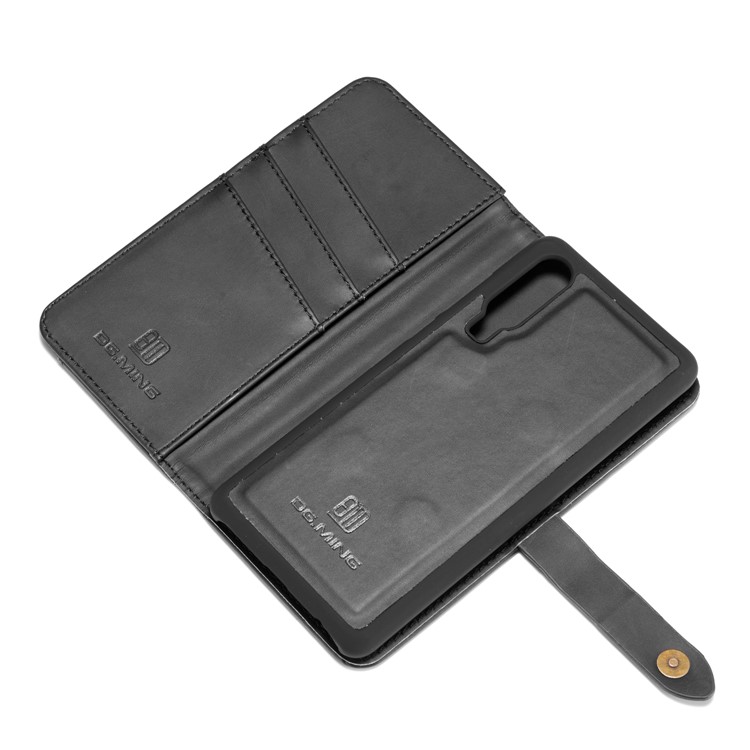 DG.MING Detachable 2-in-1 Split Leather Wallet Shell + PC Back Case for Huawei P30 - Black-6