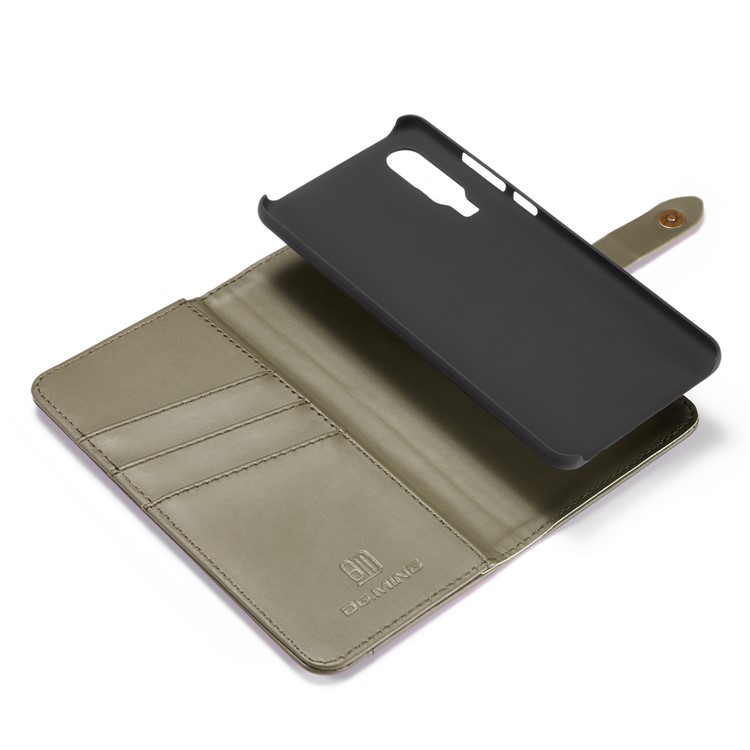 DG.MING Detachable 2-in-1 Split Leather Wallet Shell + PC Back Case for Huawei P30 - Army Green-11