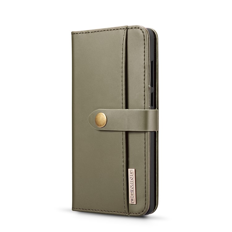 DG.MING Detachable 2-in-1 Split Leather Wallet Shell + PC Back Case for Huawei P30 - Army Green-3