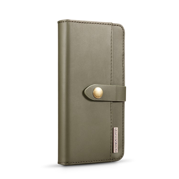 DG.MING Detachable 2-in-1 Split Leather Wallet Shell + PC Back Case for Huawei P30 - Army Green-7