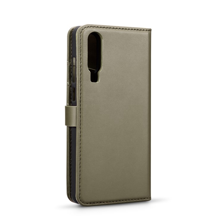 DG.MING Detachable 2-in-1 Split Leather Wallet Shell + PC Back Case for Huawei P30 - Army Green-8