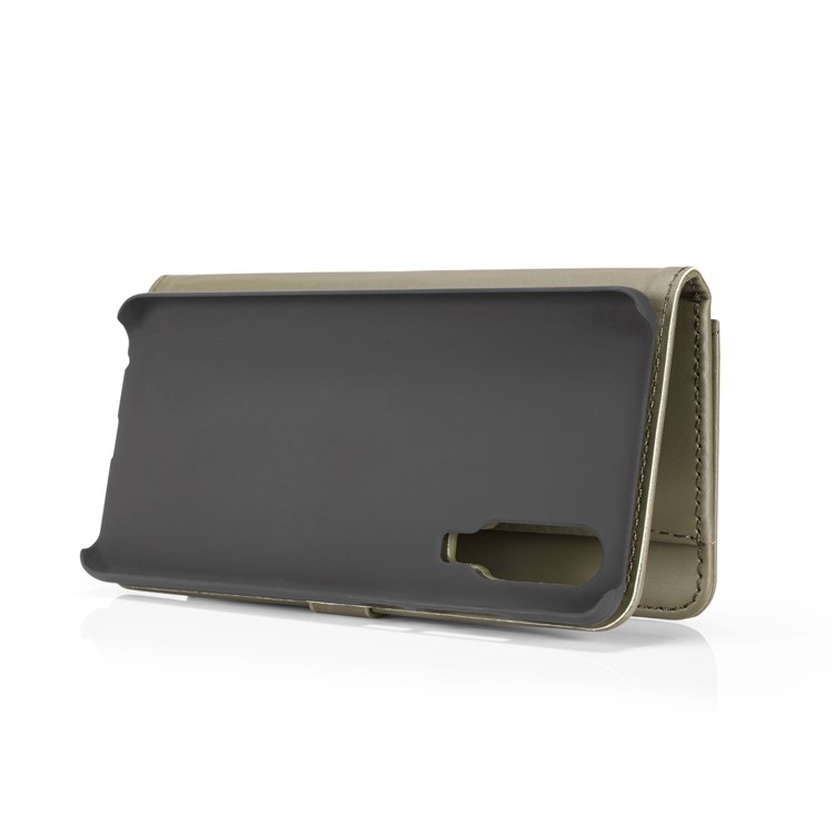 DG.MING Detachable 2-in-1 Split Leather Wallet Shell + PC Back Case for Huawei P30 - Army Green-9