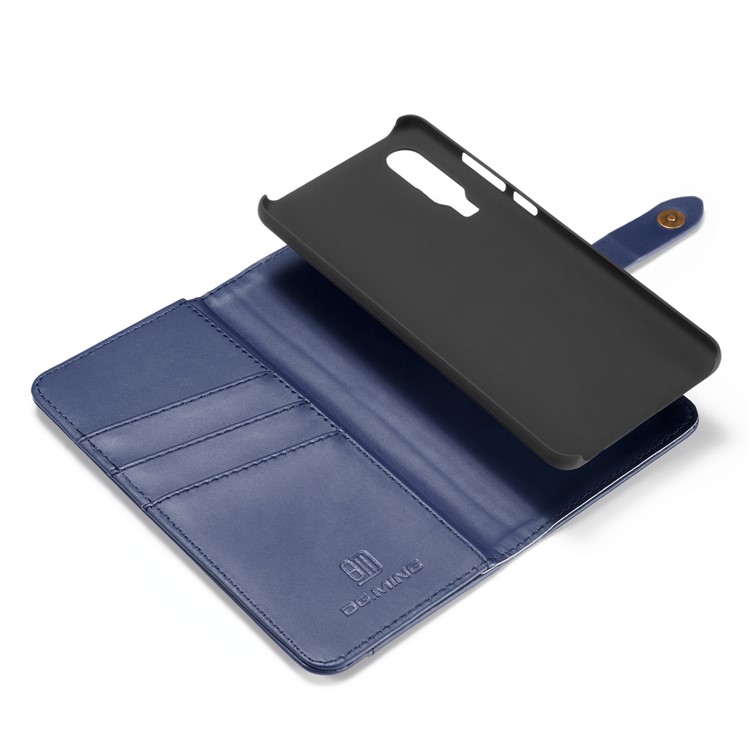 DG.MING Detachable 2-in-1 Split Leather Wallet Shell + PC Back Case for Huawei P30 - Blue-11