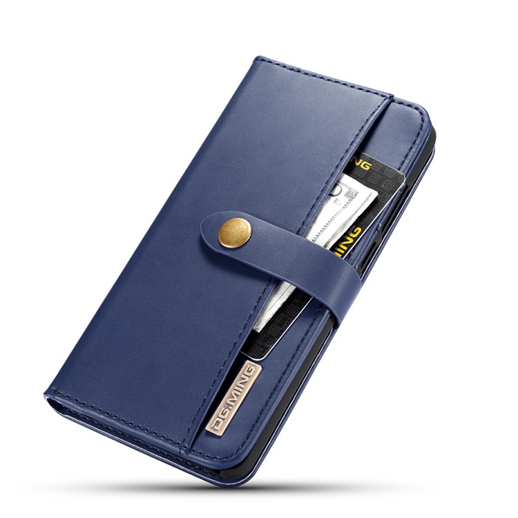 DG.MING Detachable 2-in-1 Split Leather Wallet Shell + PC Back Case for Huawei P30 - Blue-12