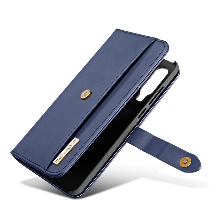 DG.MING Detachable 2-in-1 Split Leather Wallet Shell + PC Back Case for Huawei P30 - Blue-14