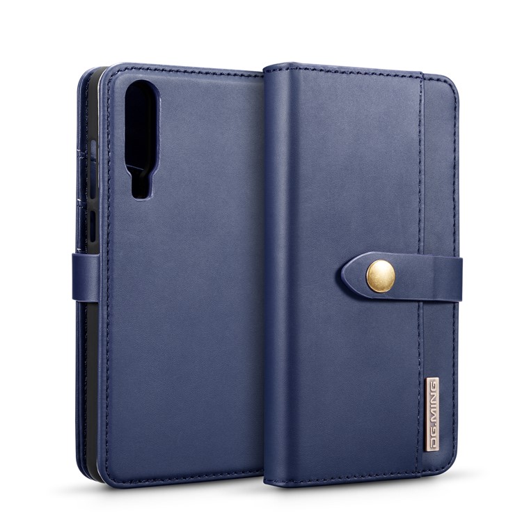 DG.MING Detachable 2-in-1 Split Leather Wallet Shell + PC Back Case for Huawei P30 - Blue-2