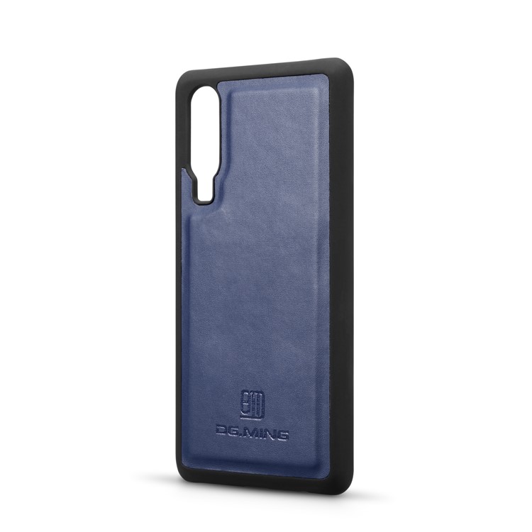 DG.MING Detachable 2-in-1 Split Leather Wallet Shell + PC Back Case for Huawei P30 - Blue-5
