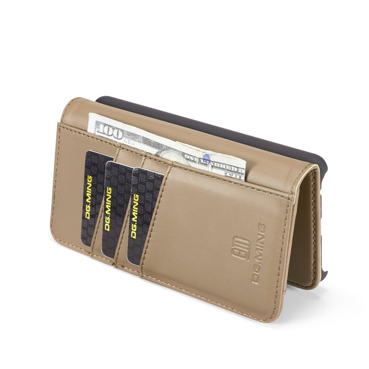 DG.MING Detachable 2-in-1 Split Leather Wallet Shell + PC Back Case for Huawei P30 - Brown-10