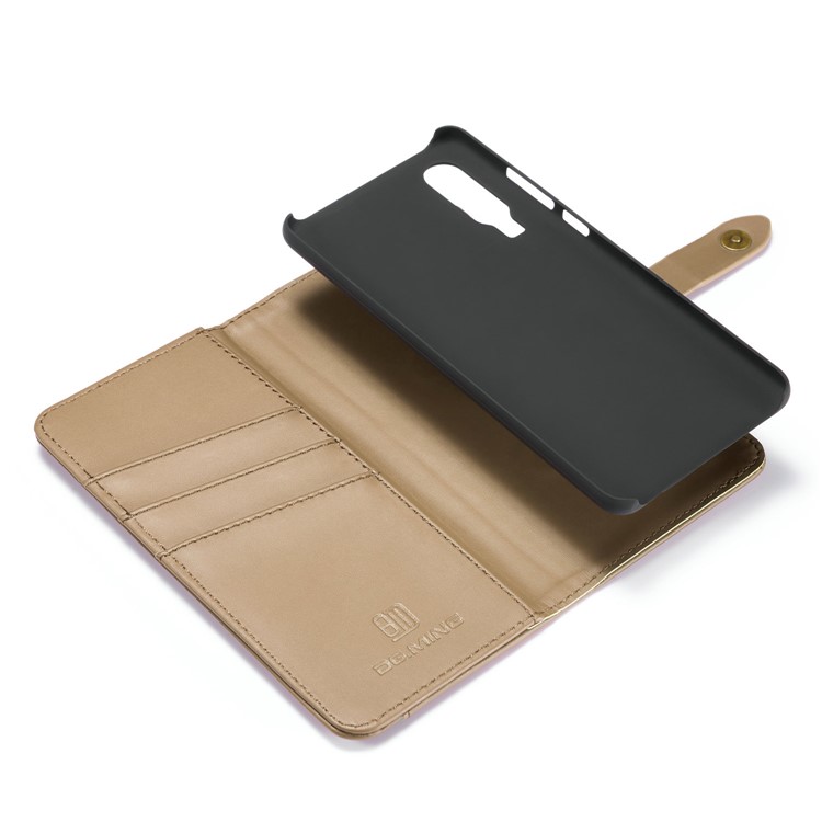 DG.MING Detachable 2-in-1 Split Leather Wallet Shell + PC Back Case for Huawei P30 - Brown-11