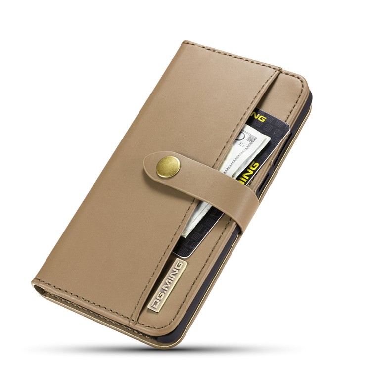 DG.MING Detachable 2-in-1 Split Leather Wallet Shell + PC Back Case for Huawei P30 - Brown-12