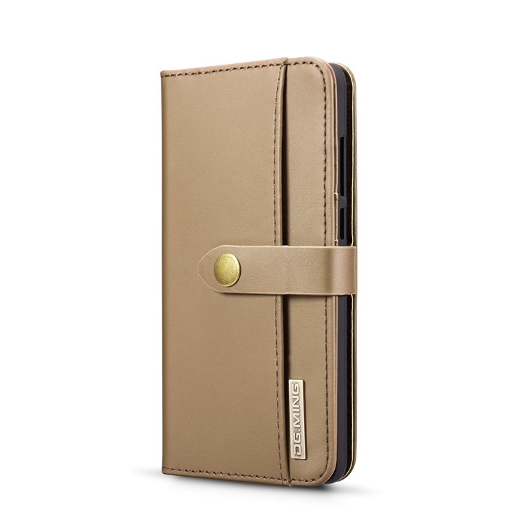 DG.MING Detachable 2-in-1 Split Leather Wallet Shell + PC Back Case for Huawei P30 - Brown-3