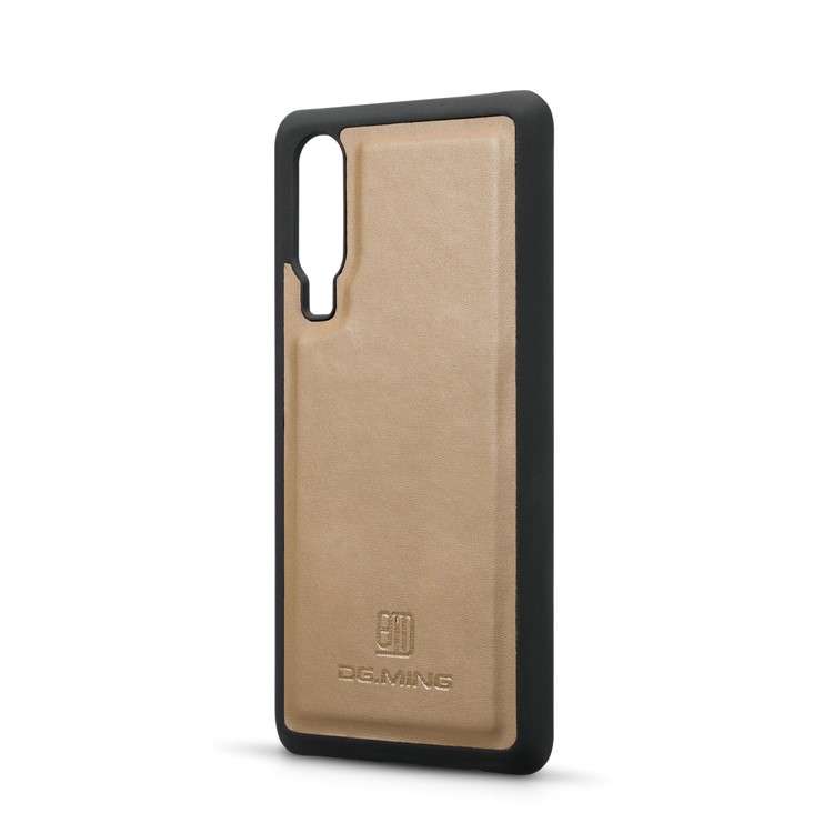 DG.MING Detachable 2-in-1 Split Leather Wallet Shell + PC Back Case for Huawei P30 - Brown-5