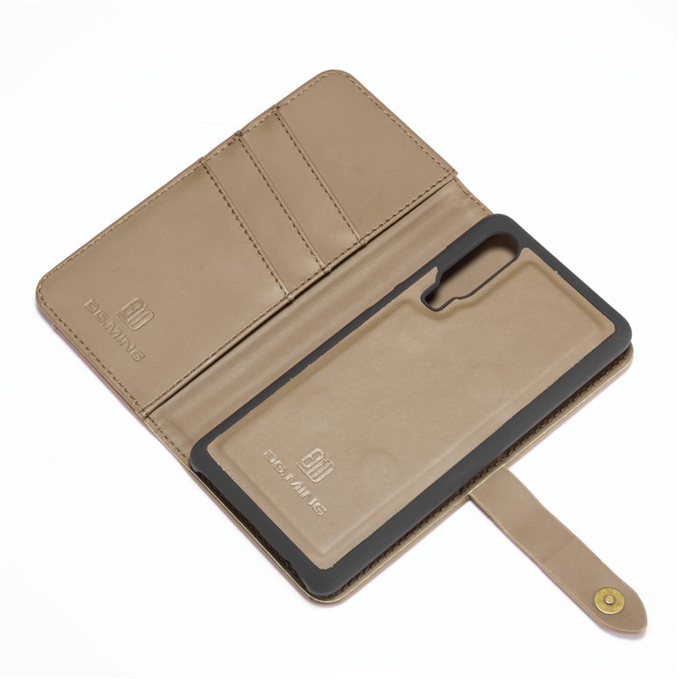 DG.MING Detachable 2-in-1 Split Leather Wallet Shell + PC Back Case for Huawei P30 - Brown-6