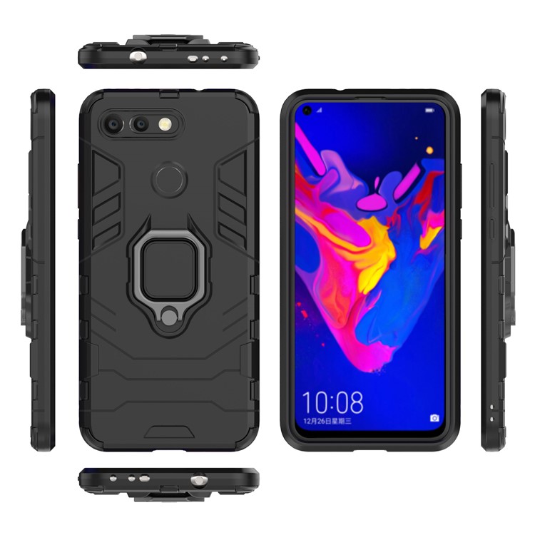 Cool Guard Ring Holder Kickstand PC TPU Hybrid Case for Huawei Honor View 20 / Honor V20 (China) - Black-3