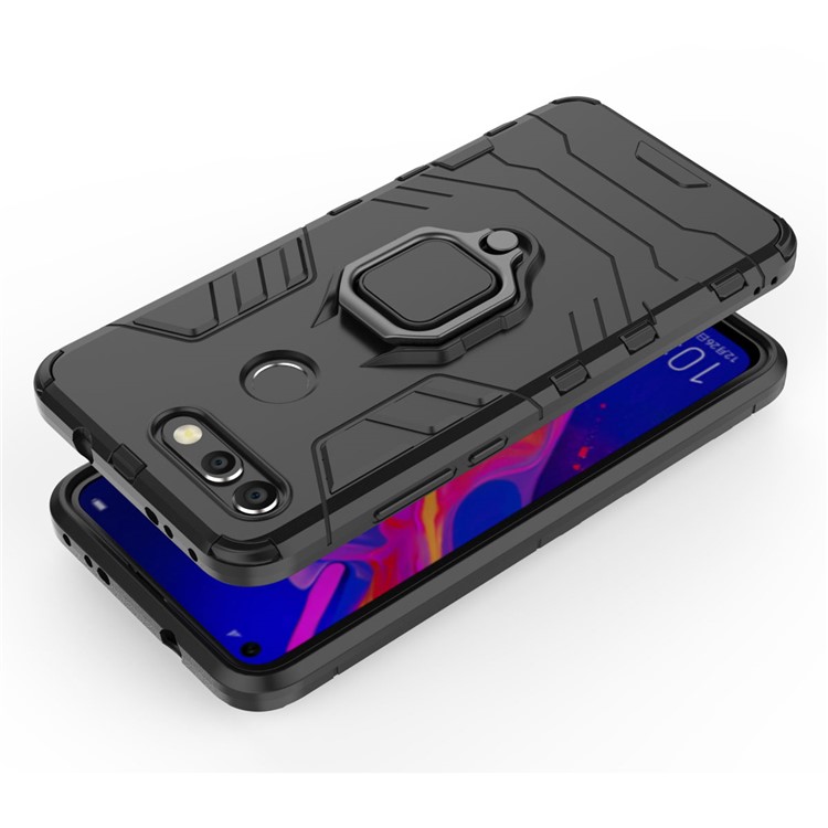 Cool Guard Ring Holder Kickstand PC TPU Hybrid Case for Huawei Honor View 20 / Honor V20 (China) - Black-7