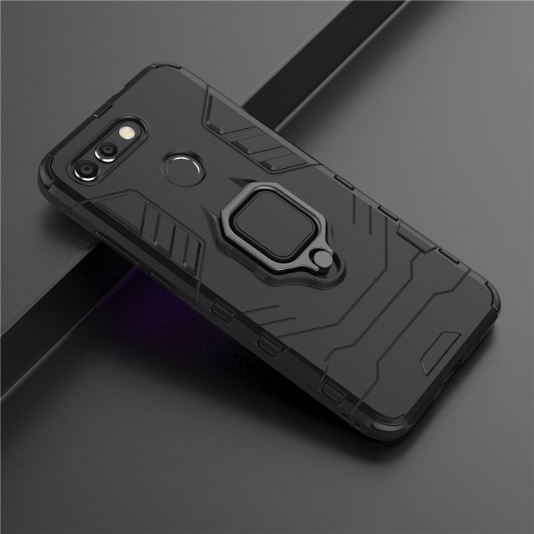 Cool Guard Ring Holder Kickstand PC TPU Hybrid Case for Huawei Honor View 20 / Honor V20 (China) - Black-9