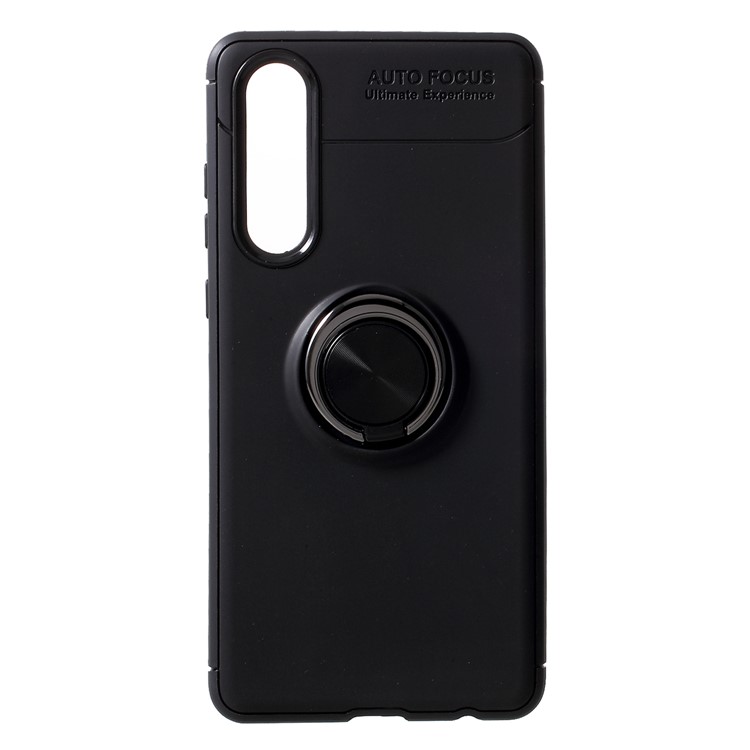 Finger Ring Kickstand TPU Case for Huawei P30 (Built-in Metal Sheet) - Black-1
