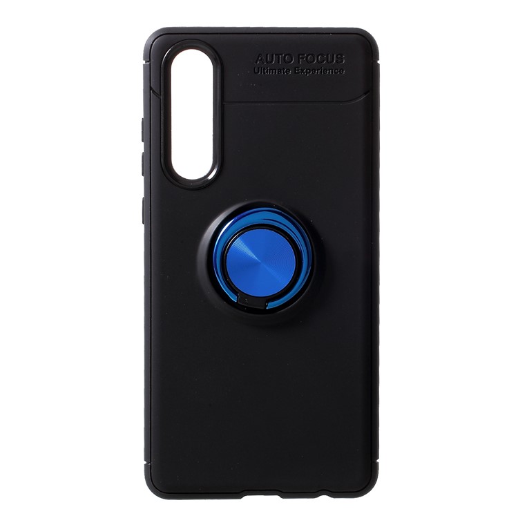 Finger Ring Kickstand TPU Case for Huawei P30 (Built-in Metal Sheet) - Black / Blue-1