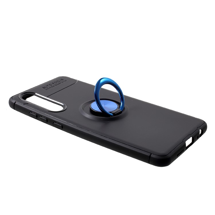 Finger Ring Kickstand TPU Case for Huawei P30 (Built-in Metal Sheet) - Black / Blue-3