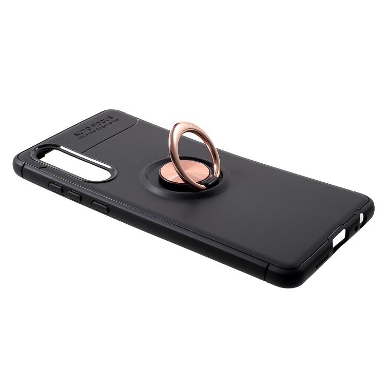Finger Ring Kickstand TPU Case for Huawei P30 (Built-in Metal Sheet) - Black / Rose Gold-3