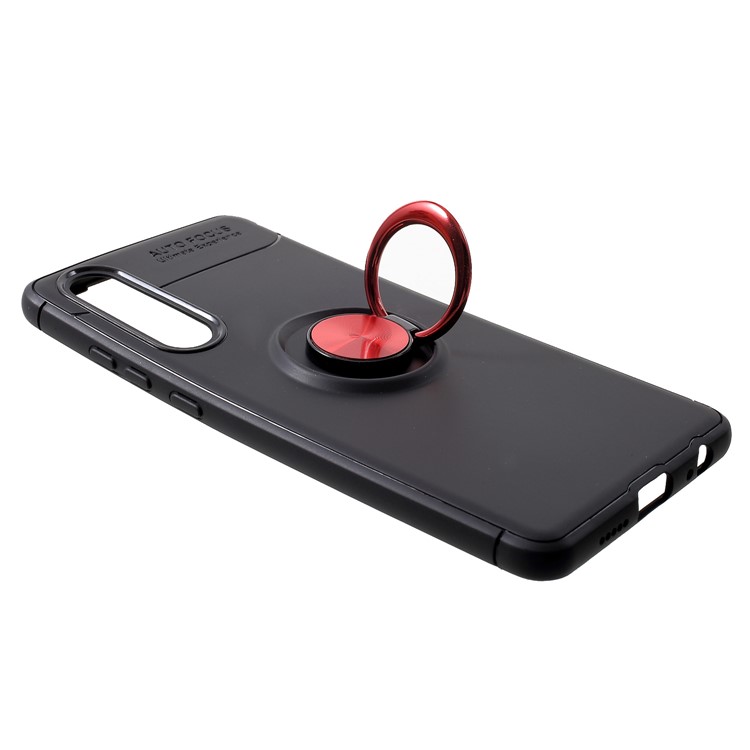 Finger Ring Kickstand TPU Case for Huawei P30 (Built-in Metal Sheet) - Black / Red-3