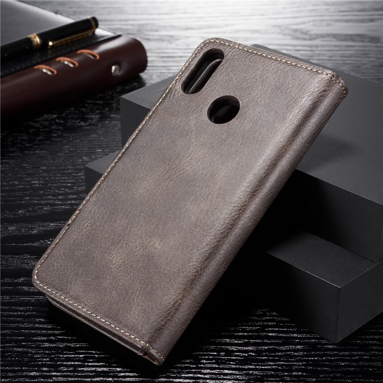 DG.MING Detachable 2-in-1 Split Leather Wallet Shell + PC Back Case for Huawei P Smart (2019) - Grey-2