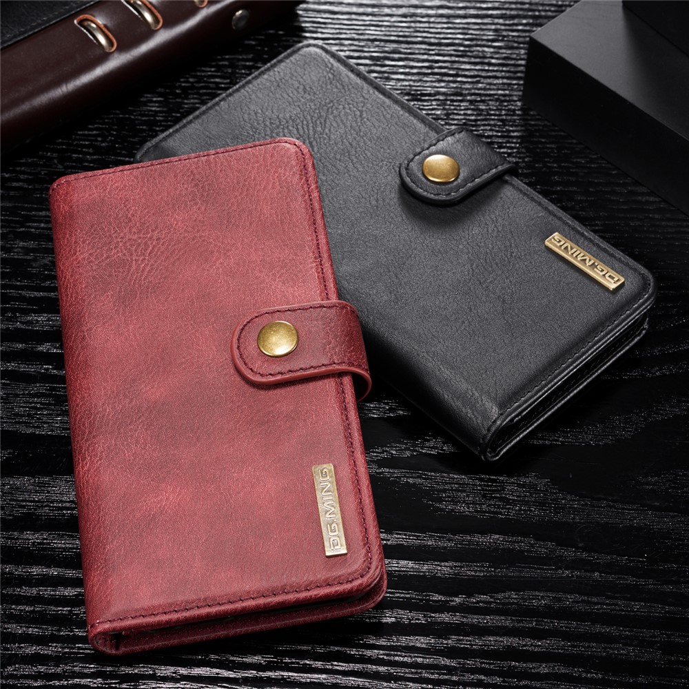 DG.MING Detachable 2-in-1 Split Leather Wallet Shell + PC Back Case for Huawei P30 Lite - Red-4