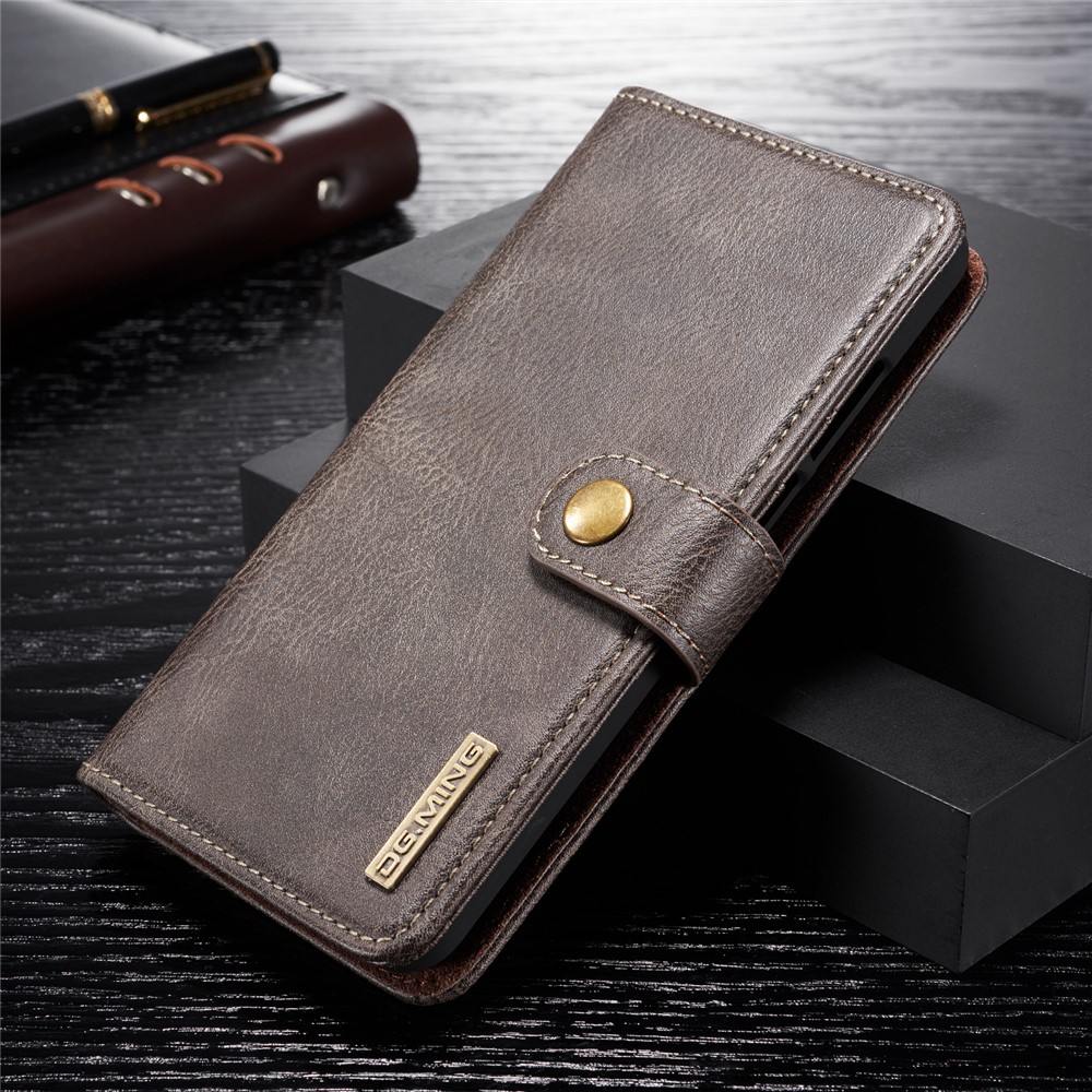 DG.MING Detachable 2-in-1 Split Leather Wallet Shell + PC Back Case for Huawei P30 Lite - Grey-1