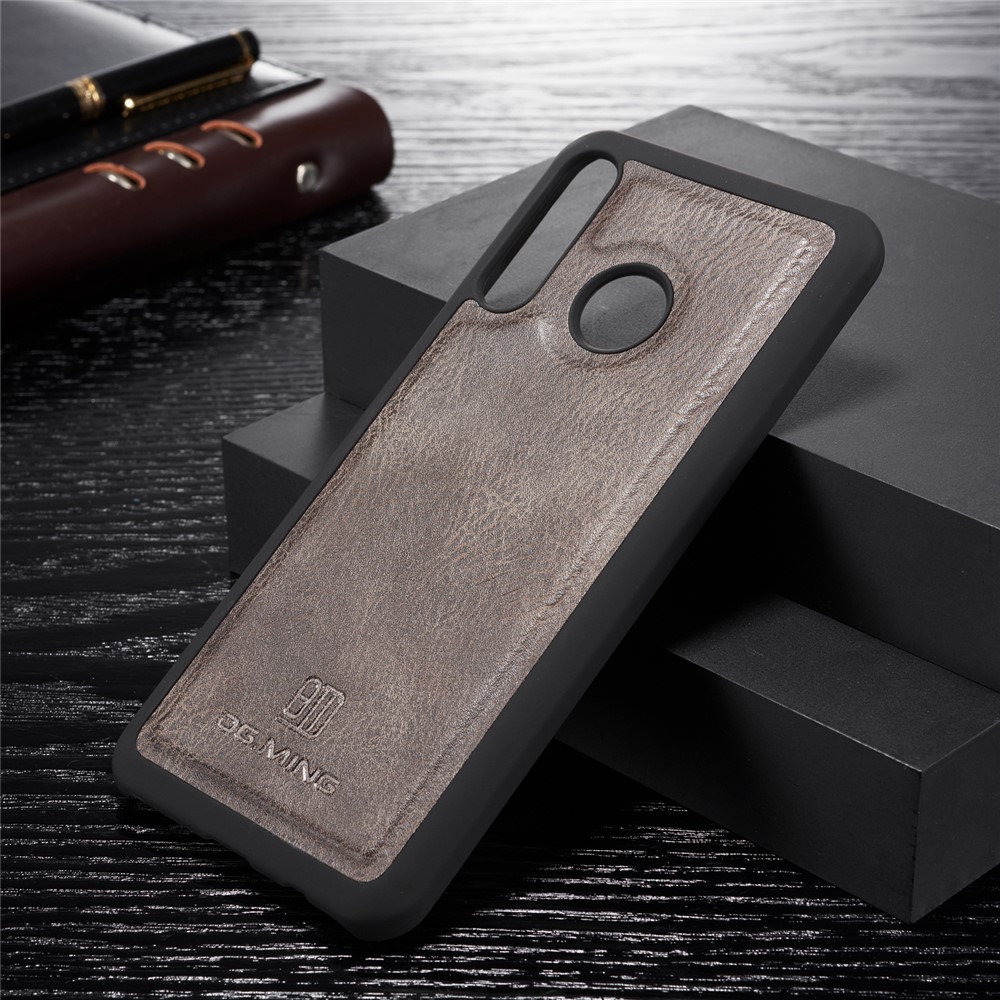 DG.MING Detachable 2-in-1 Split Leather Wallet Shell + PC Back Case for Huawei P30 Lite - Grey-3