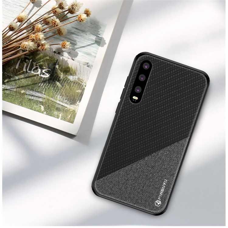 PINWUYO Honor Series PU Leather Coated TPU Cover for Huawei P30 - Black
