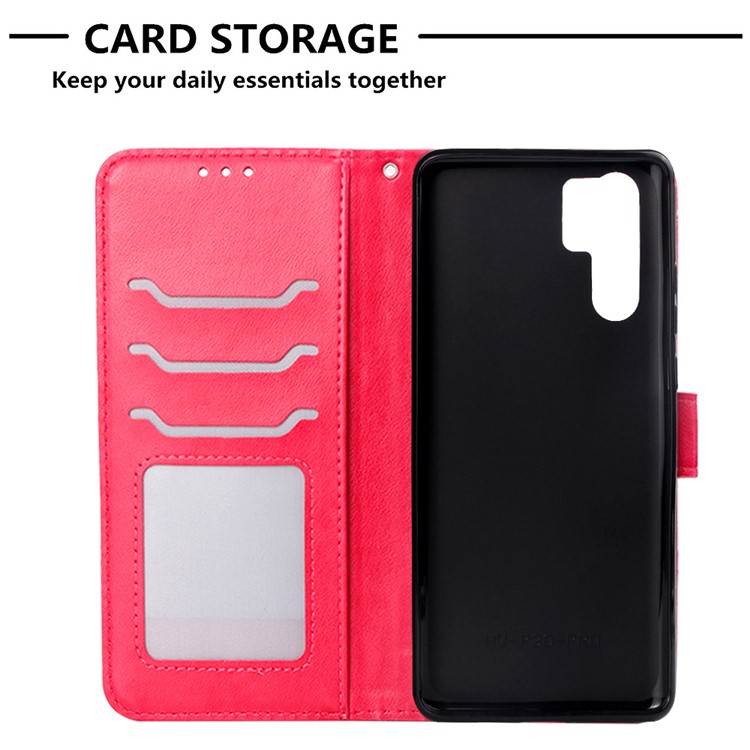Imprinted Elephant Pattern Leather Wallet Stand Case for Huawei P30 Pro - Rose-7