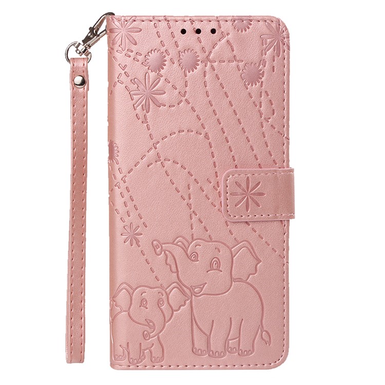 Imprinted Elephant Pattern Leather Wallet Stand Case for Huawei P30 Pro - Rose Gold-2