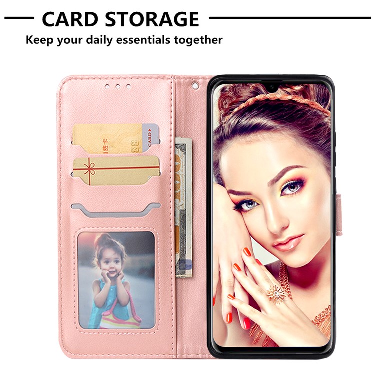 Imprinted Elephant Pattern Leather Wallet Stand Case for Huawei P30 Pro - Rose Gold-6