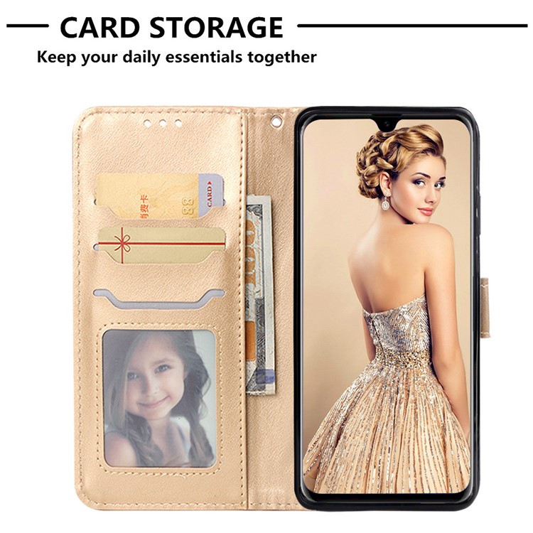 Imprinted Elephant Pattern Leather Wallet Stand Case for Huawei P30 Pro - Gold-6