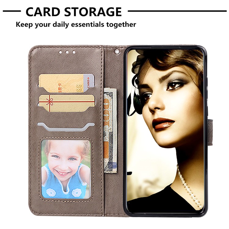 Imprinted Elephant Pattern Wallet Leather Stand Case for Huawei P30 - Grey-6