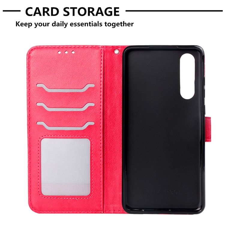 Imprinted Elephant Pattern Wallet Leather Stand Case for Huawei P30 - Rose-7