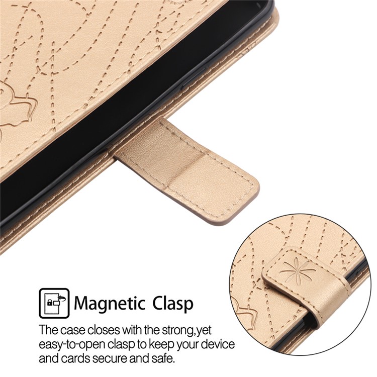 Imprinted Elephant Pattern Wallet Leather Stand Case for Huawei P30 - Gold-5