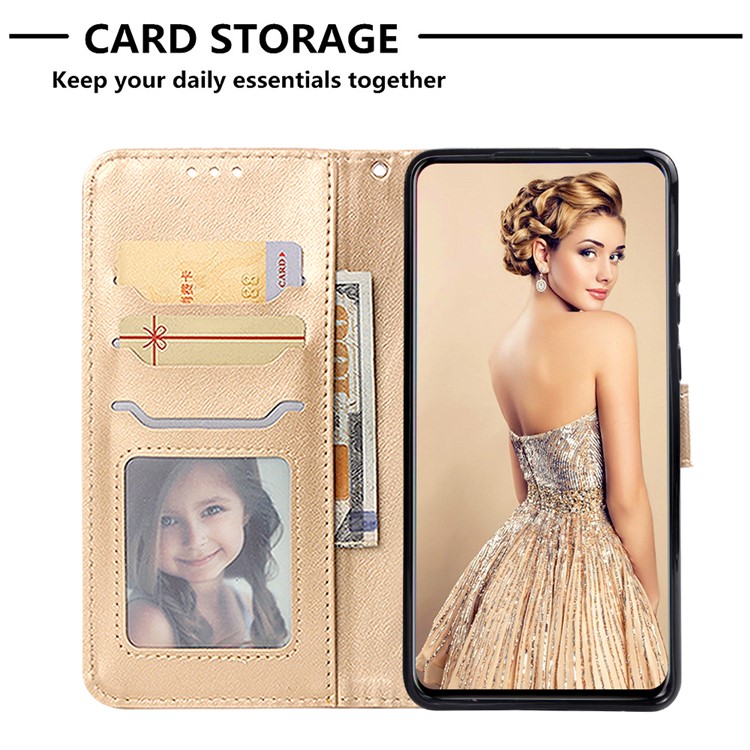 Imprinted Elephant Pattern Wallet Leather Stand Case for Huawei P30 - Gold-6