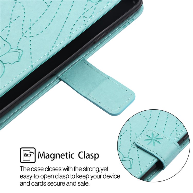 Imprinted Elephant Pattern Wallet Leather Stand Case for Huawei P30 - Cyan-5