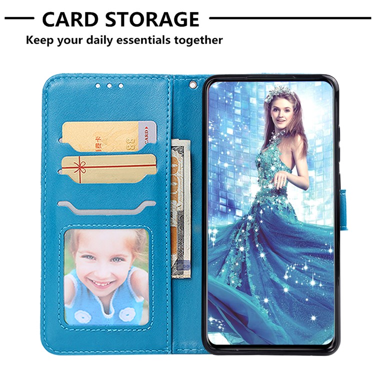 Imprinted Elephant Pattern Wallet Leather Stand Case for Huawei P30 - Blue-6