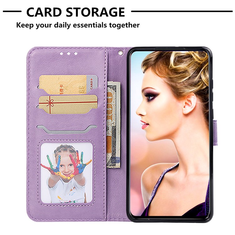 Imprinted Elephant Pattern Wallet Leather Stand Case for Huawei P30 - Purple-6